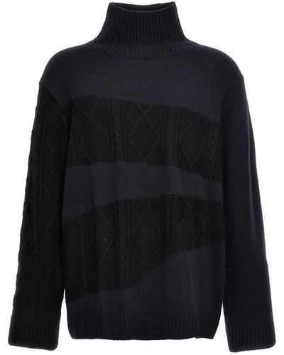 Yohji Yamamoto Zweifarbiger Pullover - Schwarz