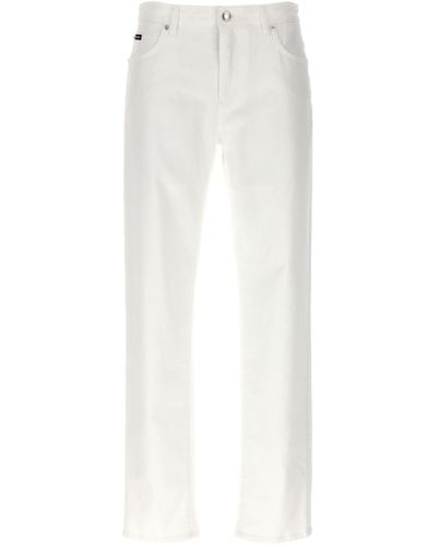 Dolce & Gabbana Logo Plaque Jeans - White