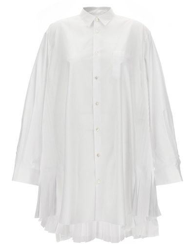 Junya Watanabe Plissiertes Hemdkleid - Weiß