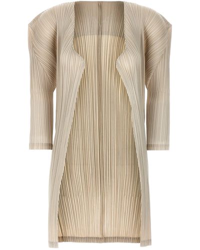 Pleats Please Issey Miyake Pleated Coat - Natural