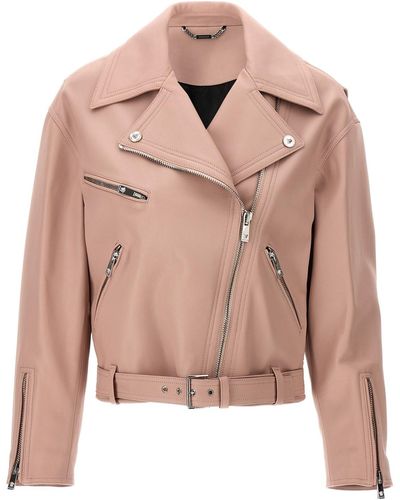 Versace Biker Leather Jacket - Pink