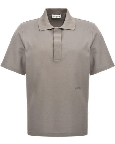 Lanvin Logo Embroidery Polo Shirt - Grey