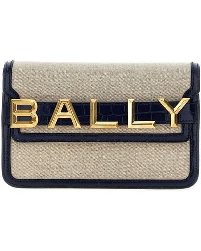 Bally Logo Leather Canvas Crossbody Bag - Grey