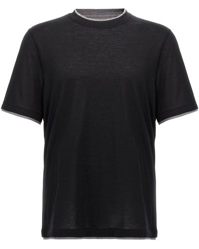 Brunello Cucinelli Mehrlagiges T-Shirt - Schwarz
