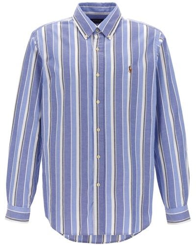 Polo Ralph Lauren Gestreiftes Hemd Mit Logostickerei - Blau