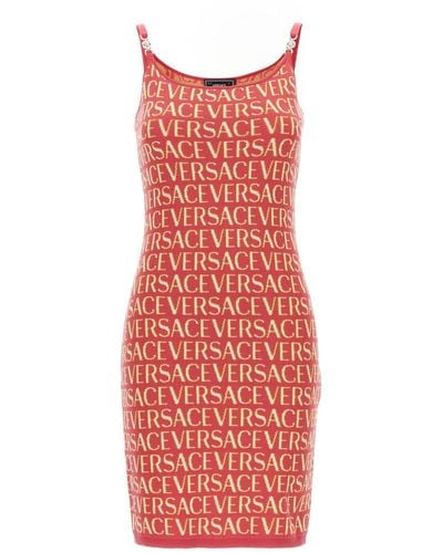 Versace Monogramm Strick -Mini -Kleid - Rot