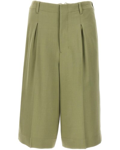 Ami Paris Pin Tuck Bermuda Shorts - Green