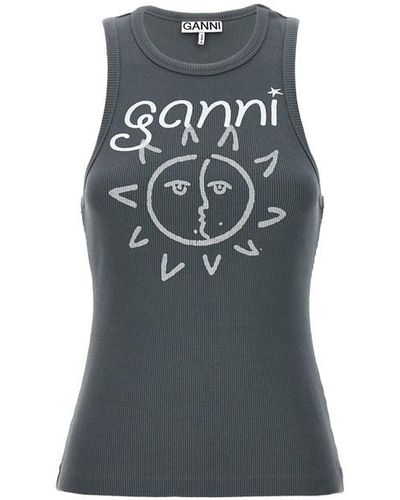 Ganni Tank top stampa - Grigio