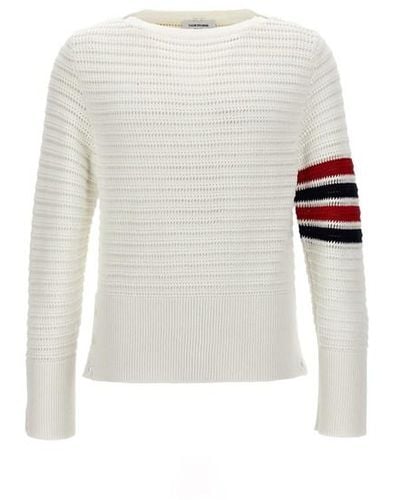 Thom Browne 'faux Crochet Stitch' Sweater - White