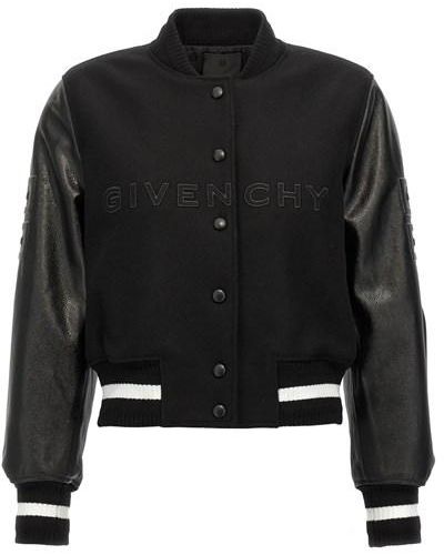 Givenchy Cropped Logo Bomber Jacket - Black