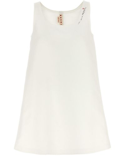 Marni Kleid Mit Logostickerei - Weiß