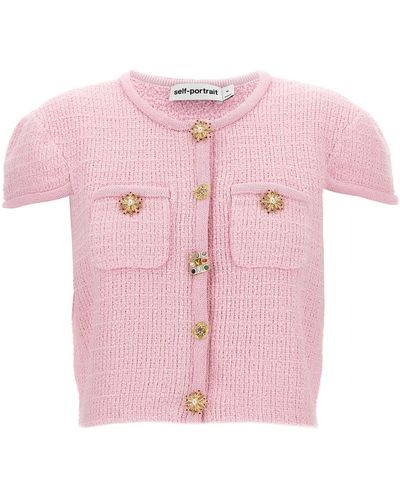 Self-Portrait 'pink Jewel Button Knit' Top