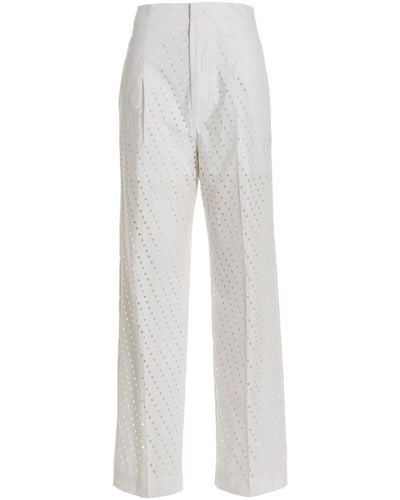 Nude Visible Button Jeans - White