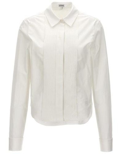 Loewe Camicia plastron plissè - Bianco