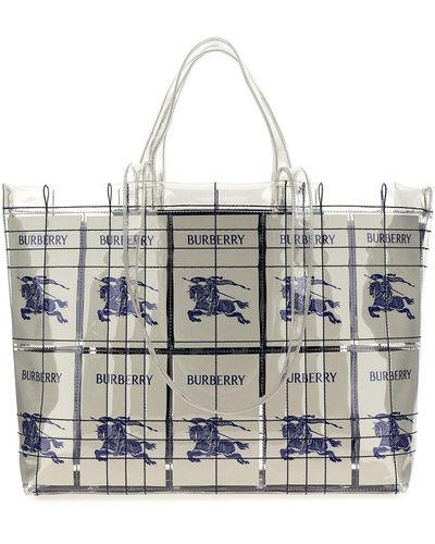 Burberry 'ekd' Label Shopping Bag - Grey