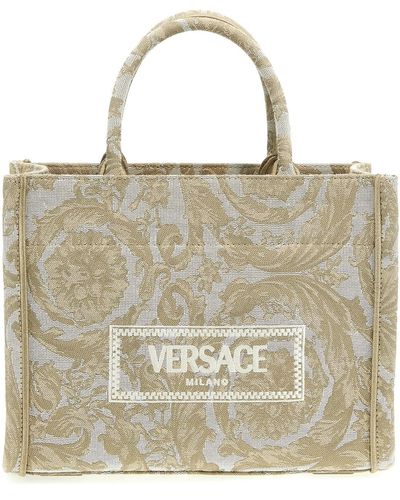 Versace 'athena' Small Shopping Bag - Metallic