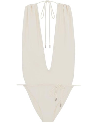 Saint Laurent High-leg One-piece Swimsuit - White