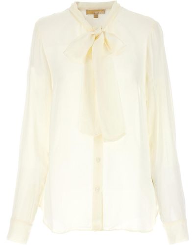 MICHAEL Michael Kors Pussy Bow Blouse - Natural