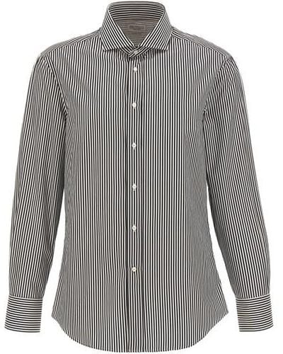 Brunello Cucinelli Striped Shirt - Gray