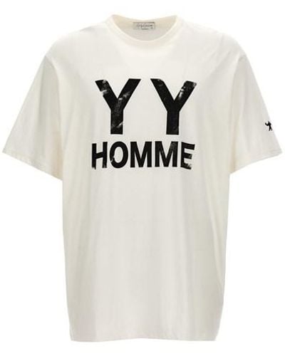 Yohji Yamamoto T-shirt stampa logo - Grigio