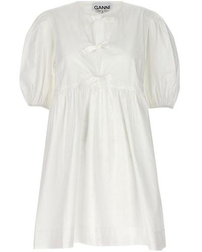 Ganni Knot Poplin Dress - White
