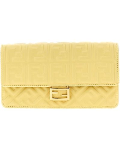 Fendi 'baguette' Wallet On Chain - Yellow