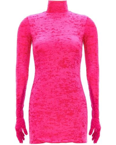 Vetements Velvet Styling Mini Dress - Pink