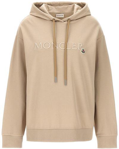 Moncler Logo Embroidery Hoodie - Natural