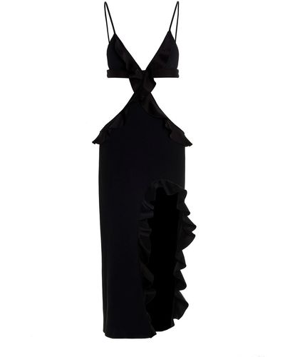 David Koma 'crossbody & Open Leg Ruffle' Dress - Black