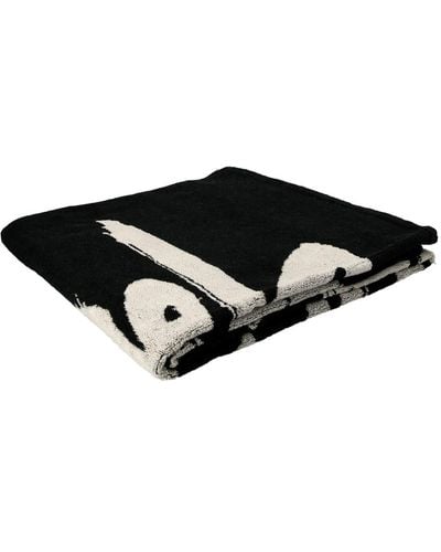 Yohji Yamamoto Jacquard Logo Beach Towel - Schwarz