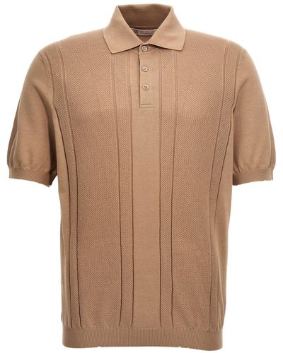 Brunello Cucinelli Cotton Knit Polo Shirt - Brown