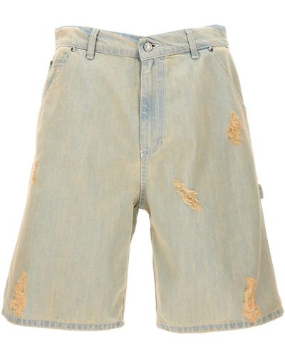 MSGM Bermuda-Shorts Aus Denim Im Used-Look - Weiß