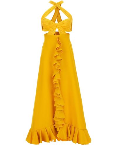 Giambattista Valli Flounced Cady Dress Dresses - Yellow
