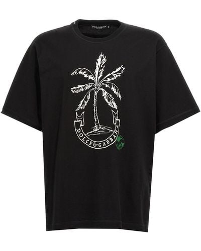 Dolce & Gabbana T-Shirt aus Baumwolle Münzen-Print - Schwarz