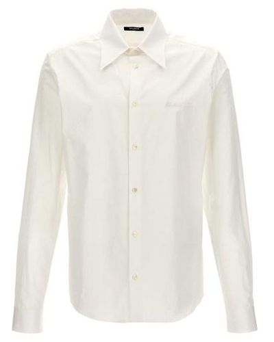 Balmain Camicia ricamo logo - Bianco