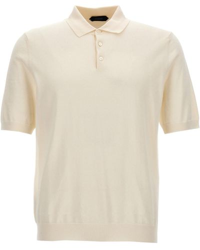 Zanone Cotton Polo Shirt - Natural