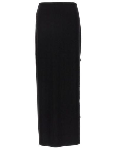 Norma Kamali Long Skirt Wide Slit - Black