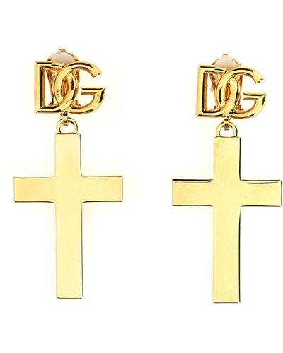 Dolce & Gabbana Cross Logo Earrings - Metallic
