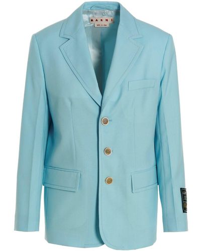 Marni Single-breasted Blazer Jacket - Blue