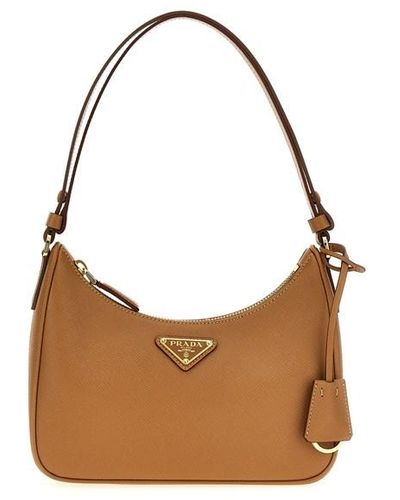 Prada 'mini Re-edition' Shoulder Bag - Brown