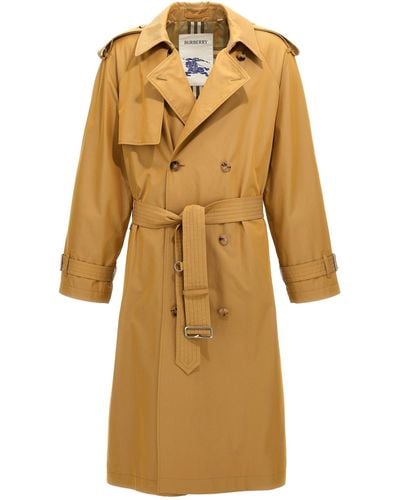 Burberry Double-breasted Long Trench Coat - Yellow