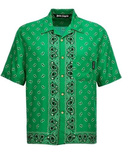Palm Angels 'paisley Bowling' Shirt - Green