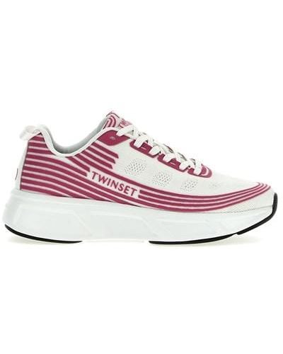 Twin Set Stretch Knit Sneakers - Pink