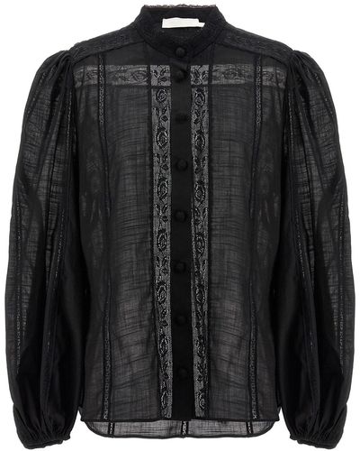 Zimmermann 'halliday Lace Trim' Shirt - Black