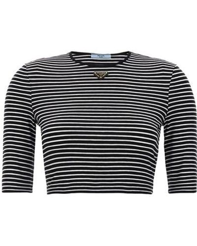 Prada Striped T-shirt - Gray