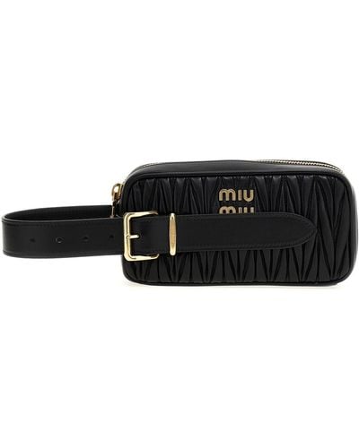 Miu Miu Matelassé Leather Clutch Bag - Black