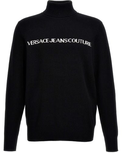 Versace Pullover Mit Intarsienmuster Und Logo - Schwarz