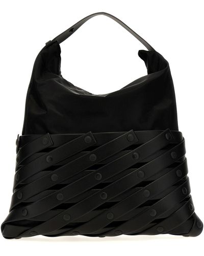 Issey Miyake 'spiral Grid 38' Shoulder Bag - Black