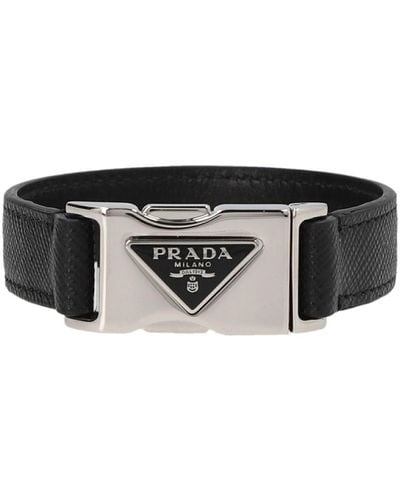 Prada Armband Mit Dreieck-Logo - Schwarz