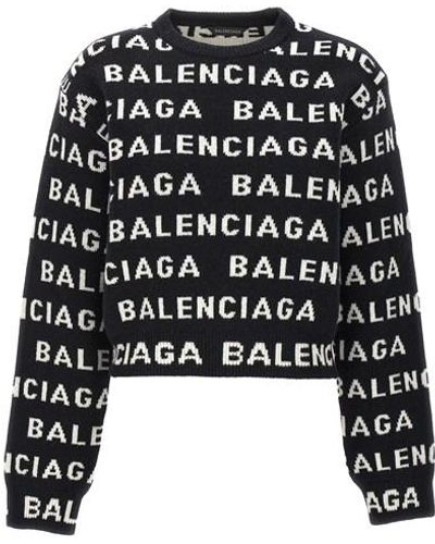 Balenciaga Maglione logo all over - Nero